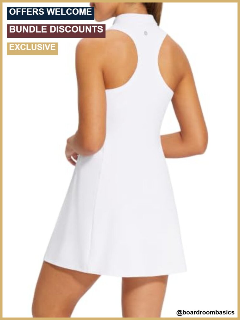 Sleeveless Tennis Dress with Built-in Shorts and Pockets Racerback Polo